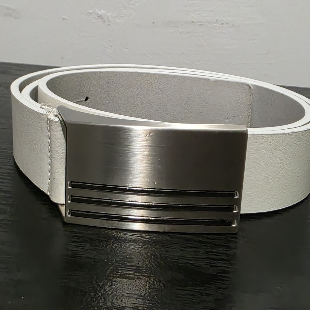 Aldo White Belt with Modern Silver Buckle